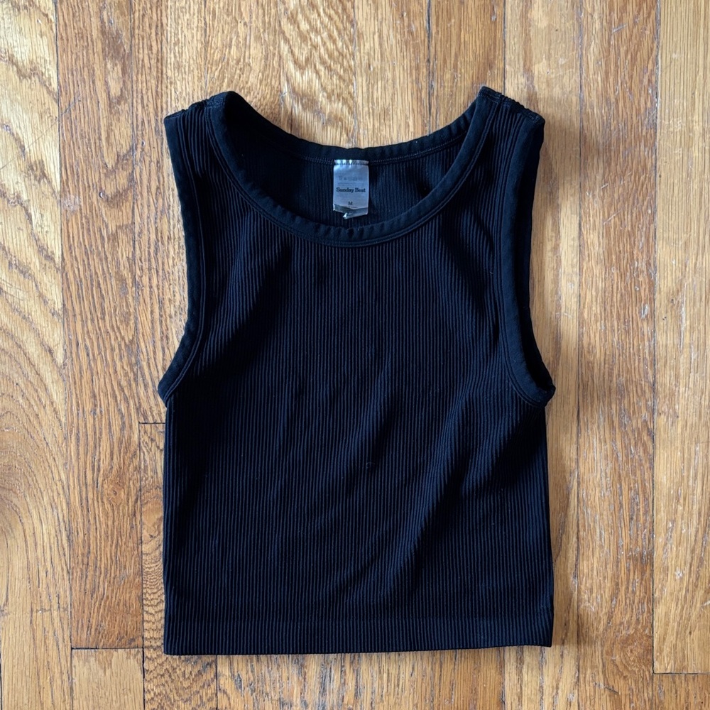 Sunday Best Black Ribbed Fitted Top